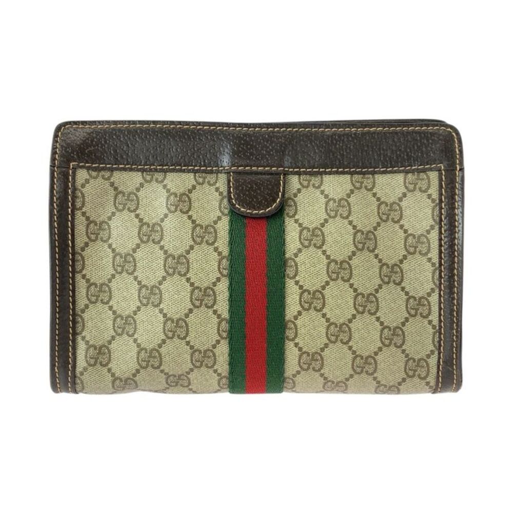 Gucci Vintage GG Supreme Canvas Leather Clutch